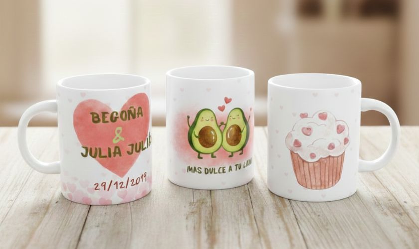 tazas de cerámica con nombre y frase romántica para san valentín