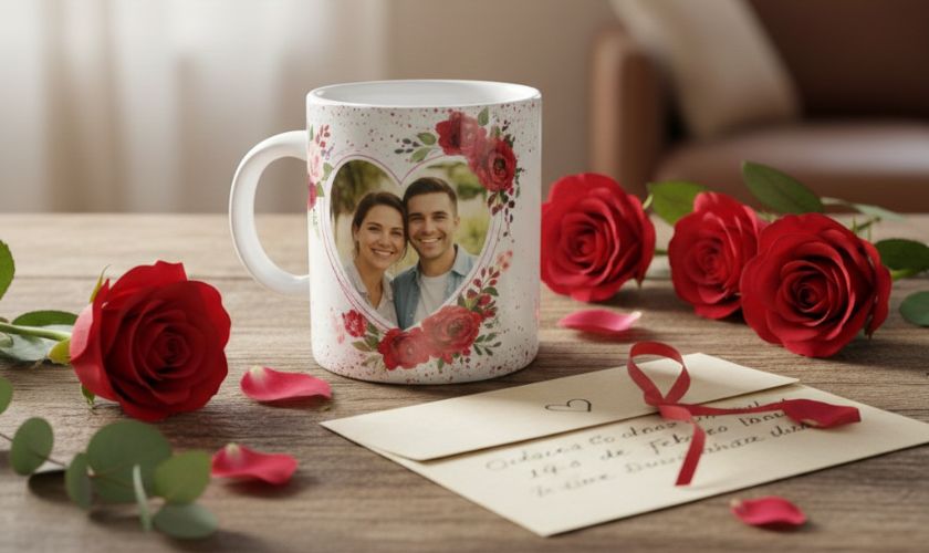 taza personalizada san valentín con foto de pareja y fecha