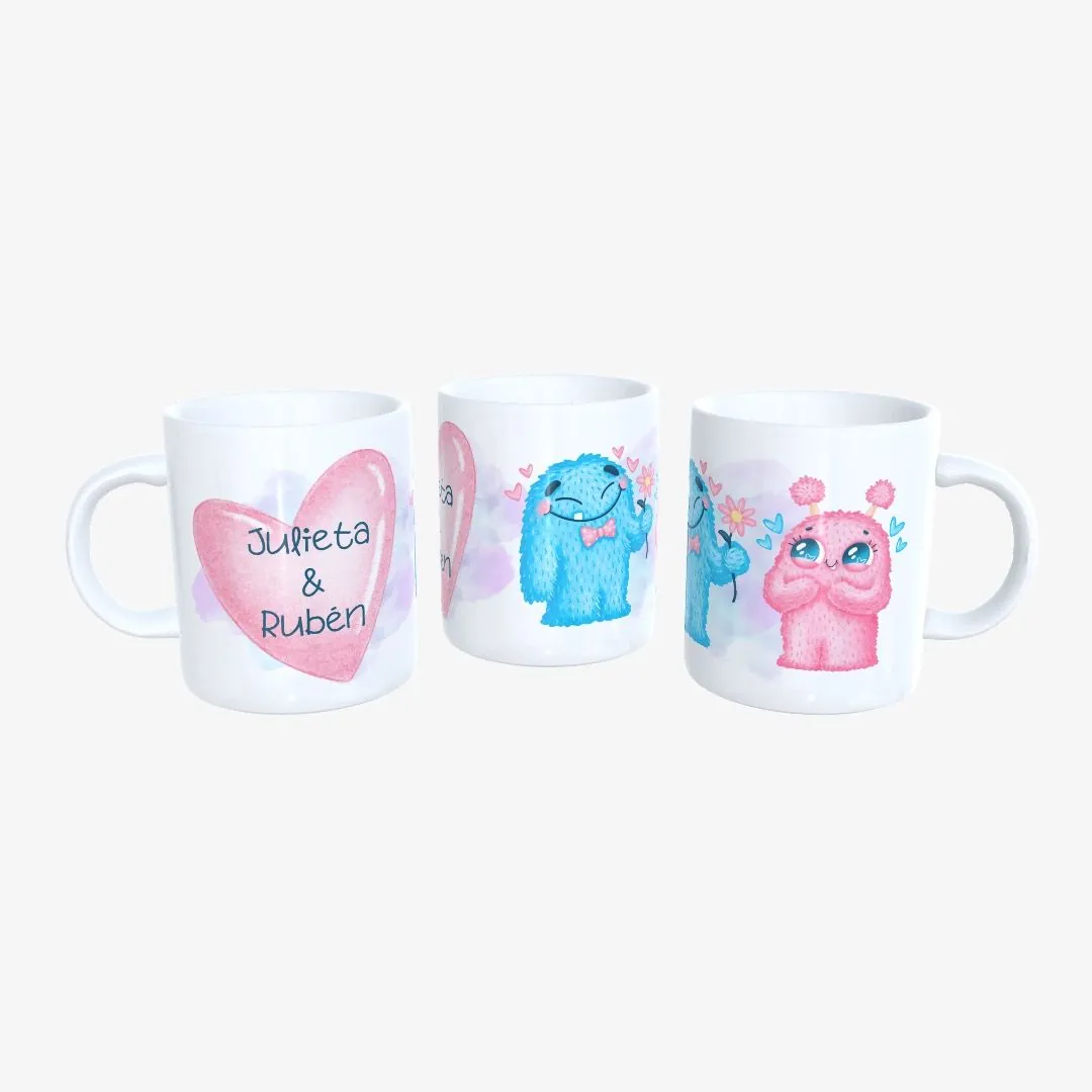 Taza San Valentín Alienígenas con Flores.