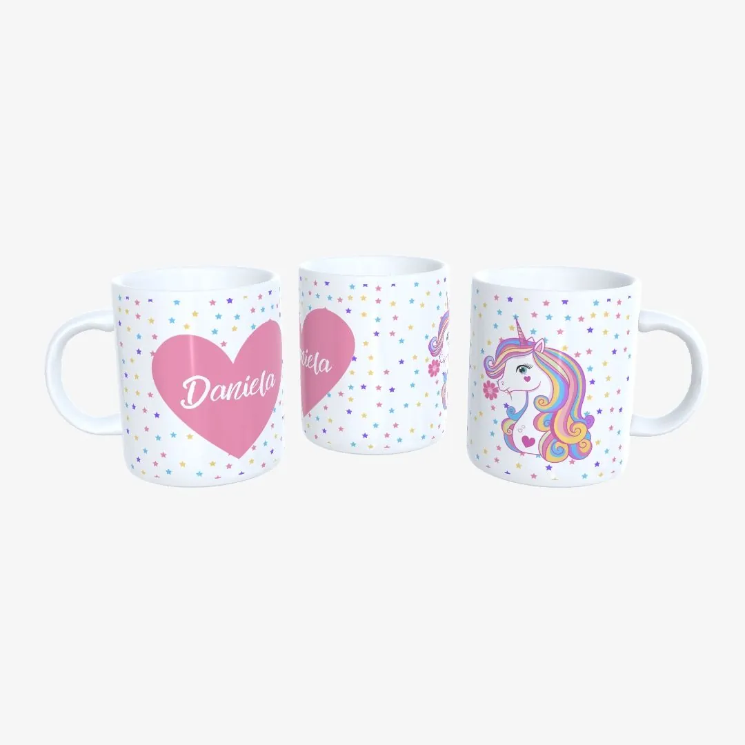 Taza Unicornio Corazón y Estrellas.