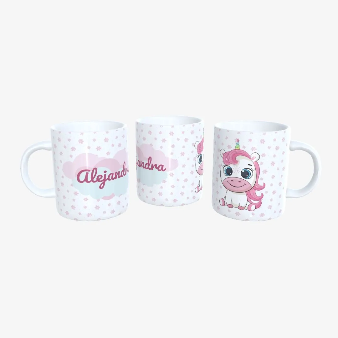 Taza Unicornio Nube y Florecitas.
