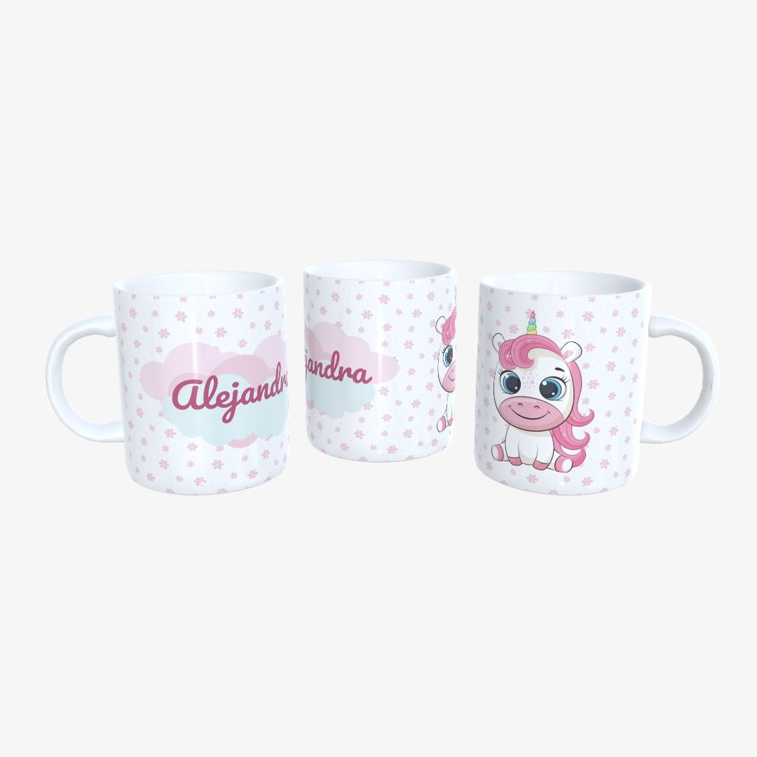 Taza Unicornio Nube y Florecitas.