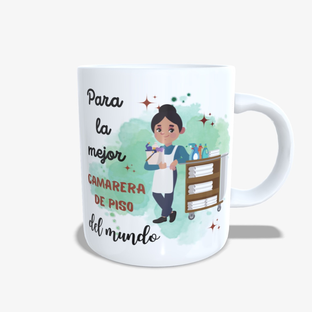 Taza mejor camarera de piso chica 01.