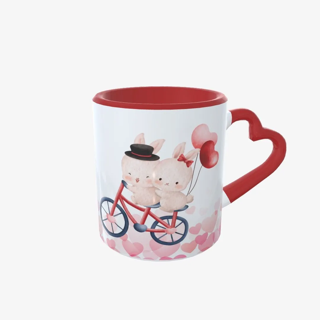 Taza San Valentín Conejitos de Paseo en Bicleta - 2