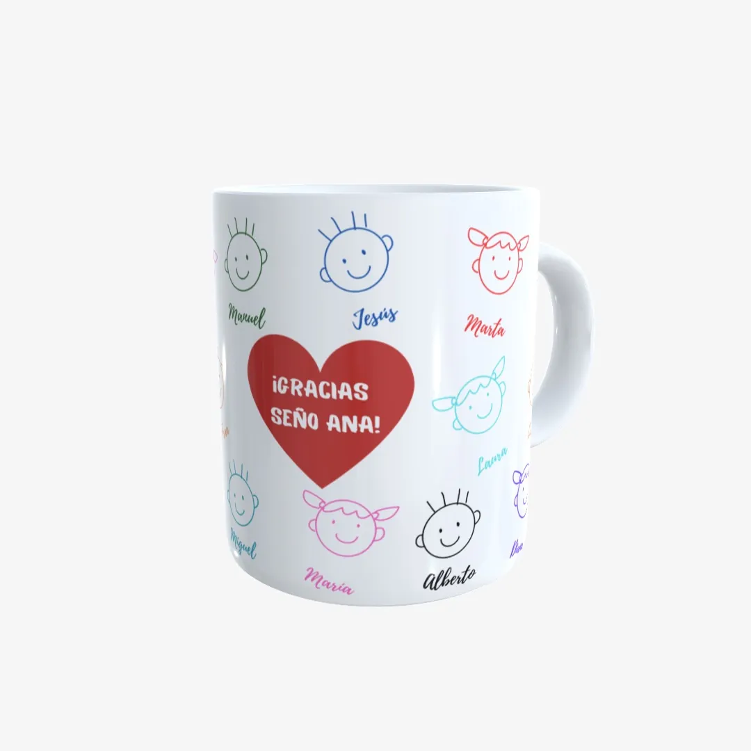 Taza caras alumnos gracias seño 01 cerca.