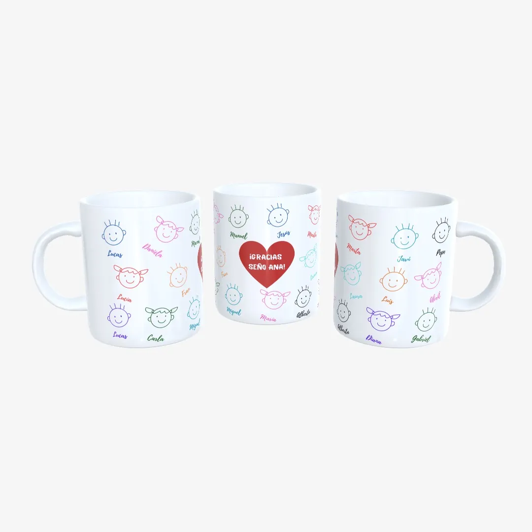 Taza Caras Alumnos Gracias Seño - 2