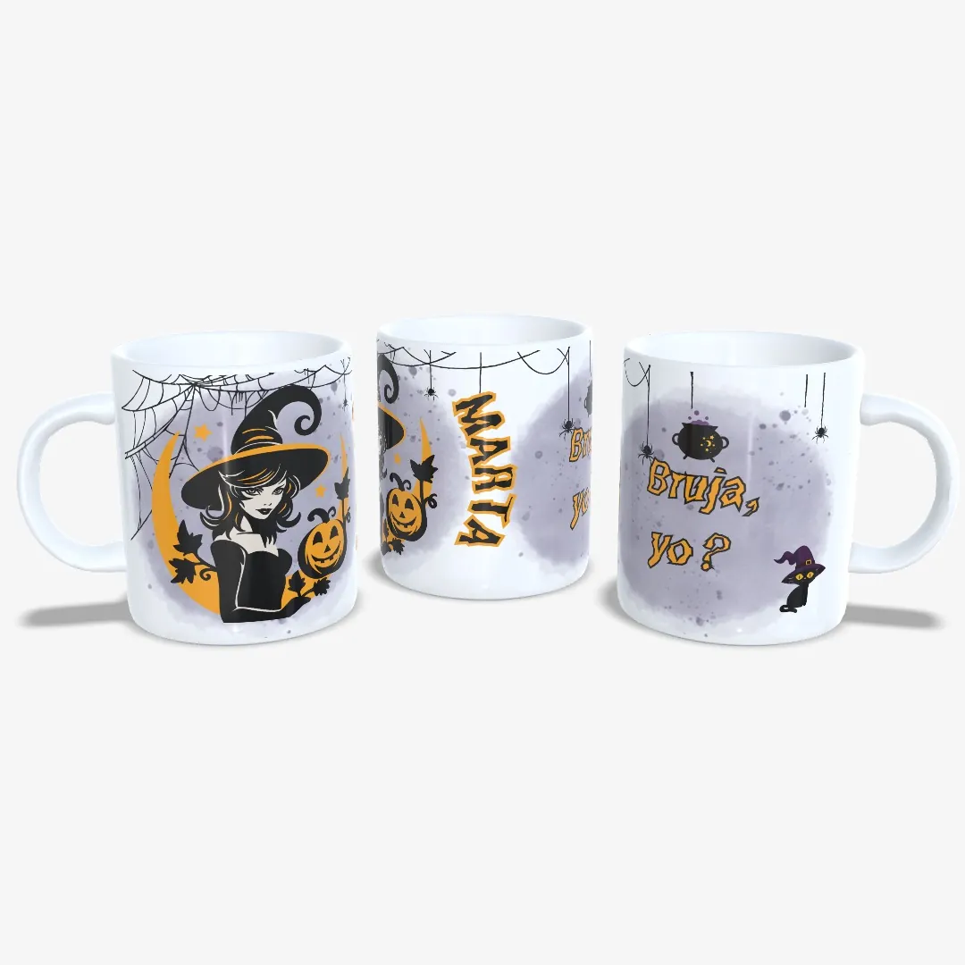 Taza Personalizada Halloween Bruja Yo.