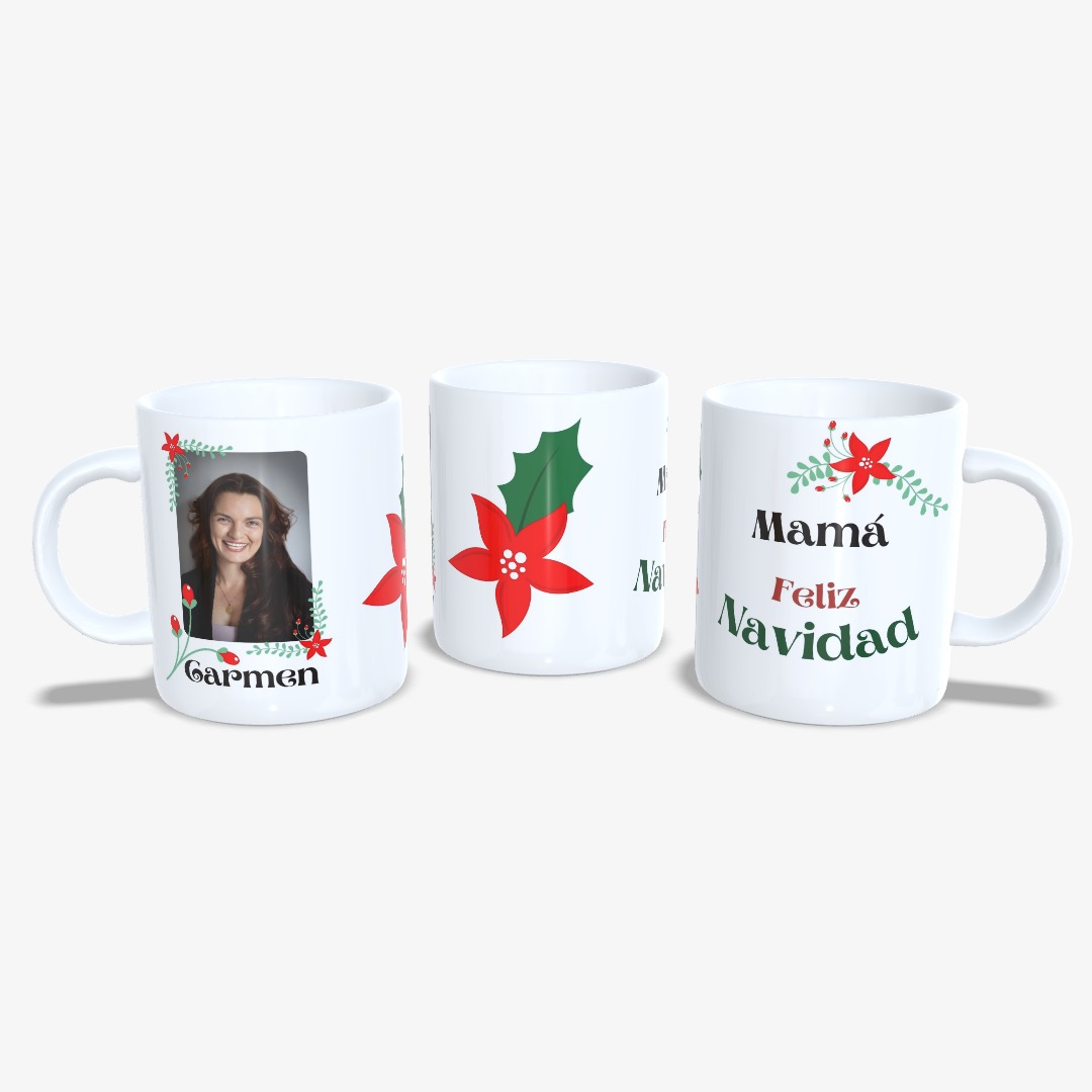 Taza Feliz Navidad Mamá con Foto.
