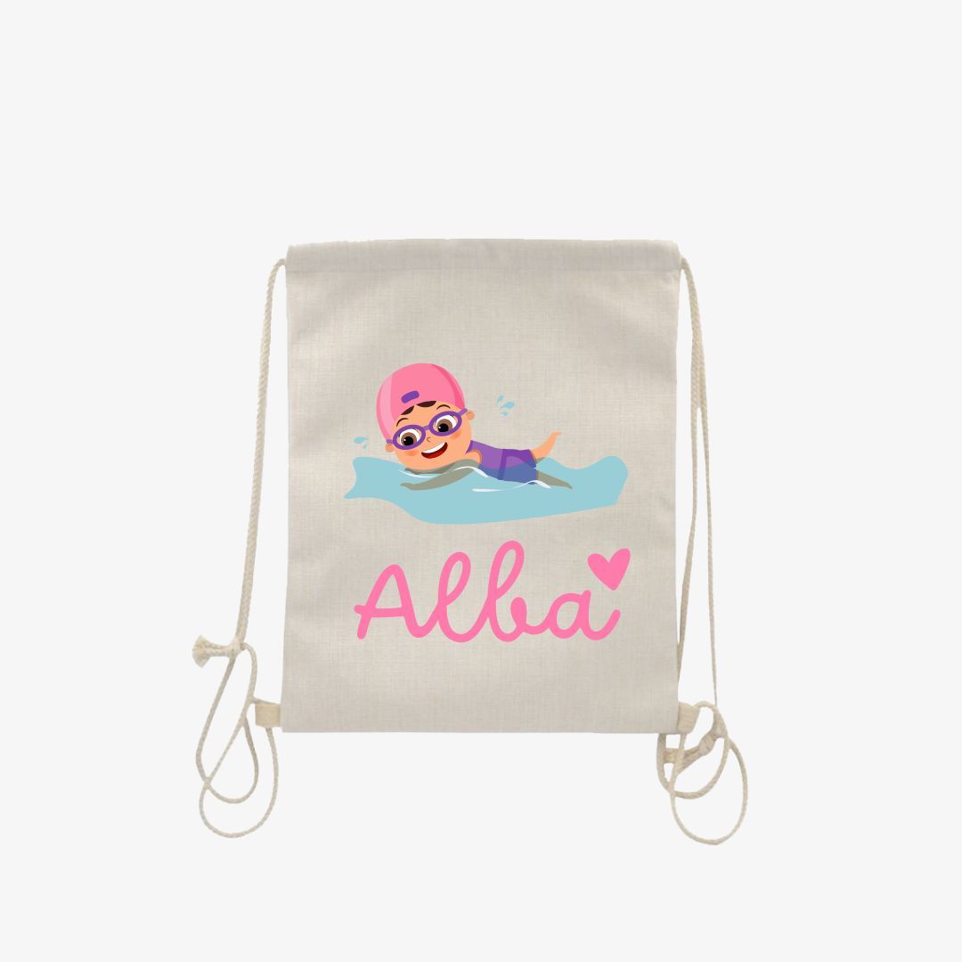 Mochila Lino Dibujo Nadadora.