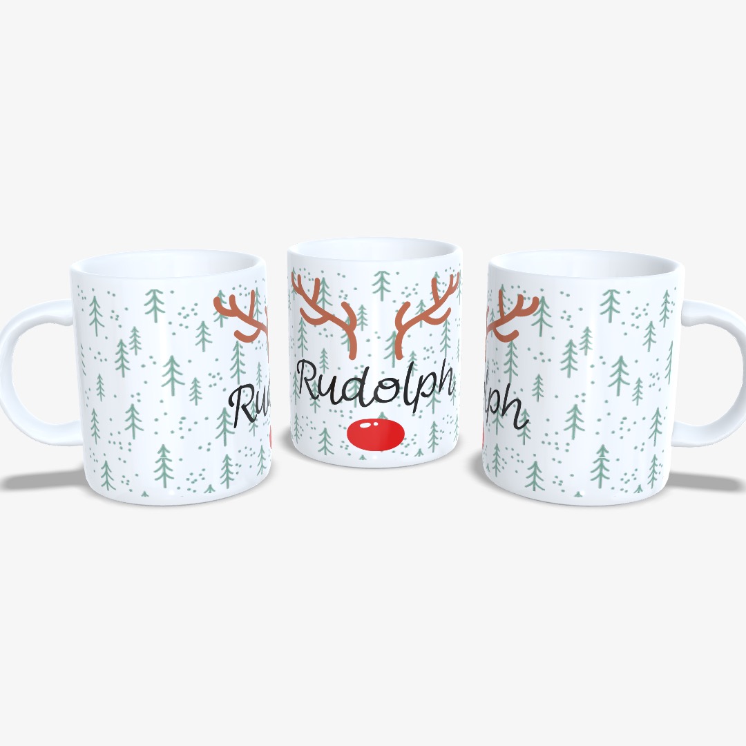 Taza Navidad Reno Rudolph Nariz Roja - Vista 2