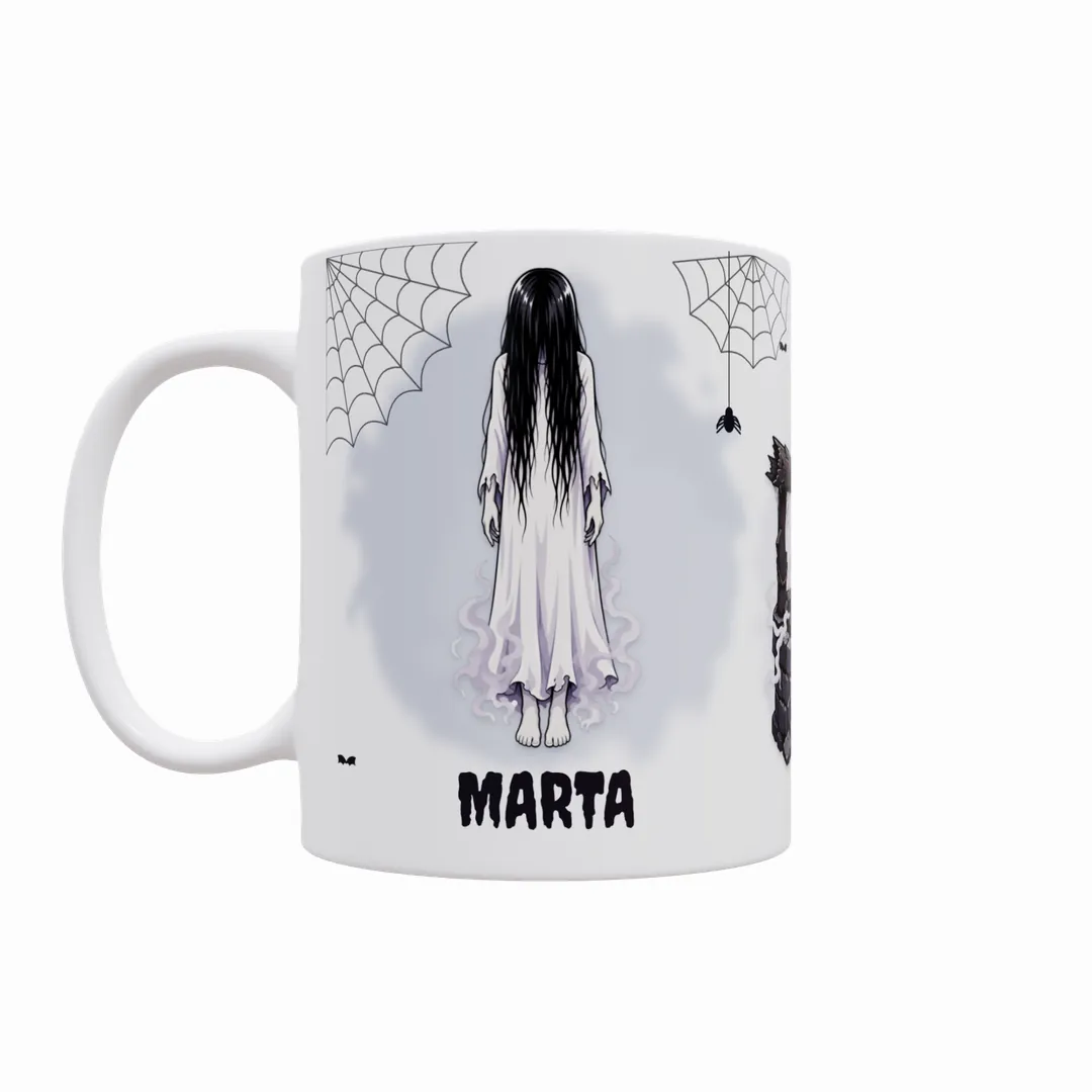 Taza Halloween Niña Fantasma – personaje con nombre