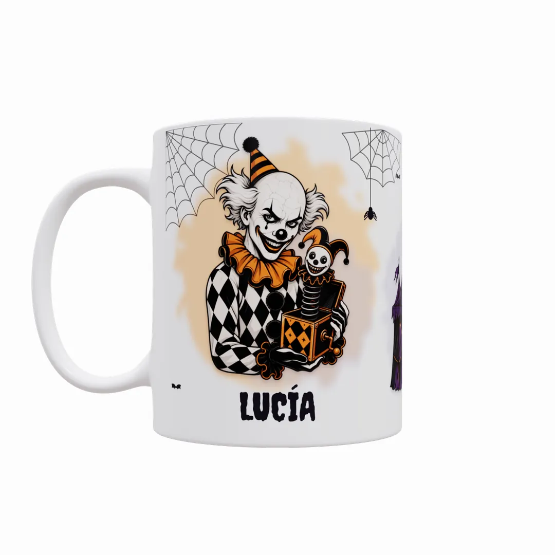 Taza Halloween Payaso Siniestro – personaje con nombre