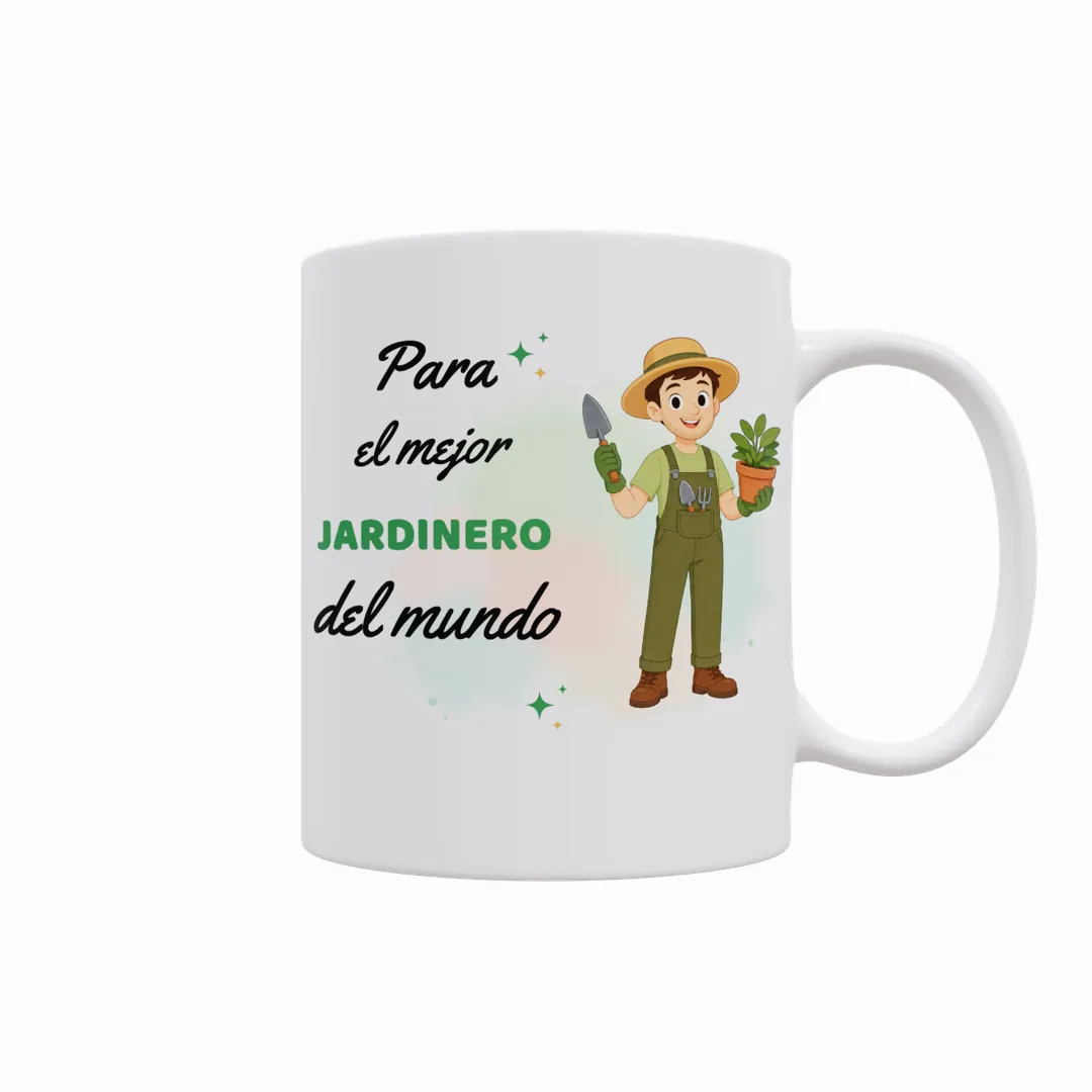 Taza Mejor Jardinero del Mundo, modelo chico 01 con pala y maceta