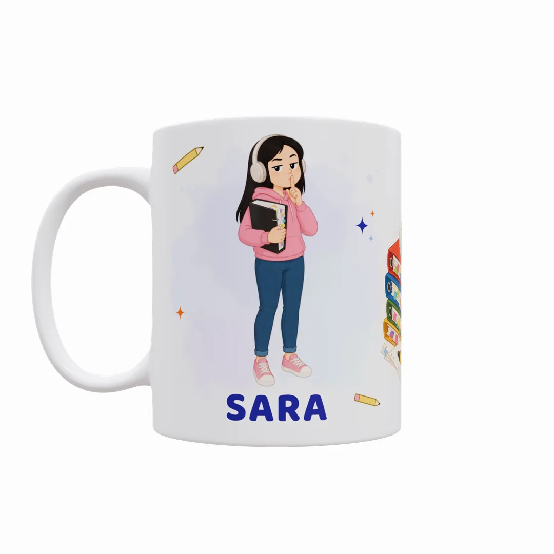 Taza No Me Hables, Estoy en el Tema 47, modelo chica 01 con su nombre debajo