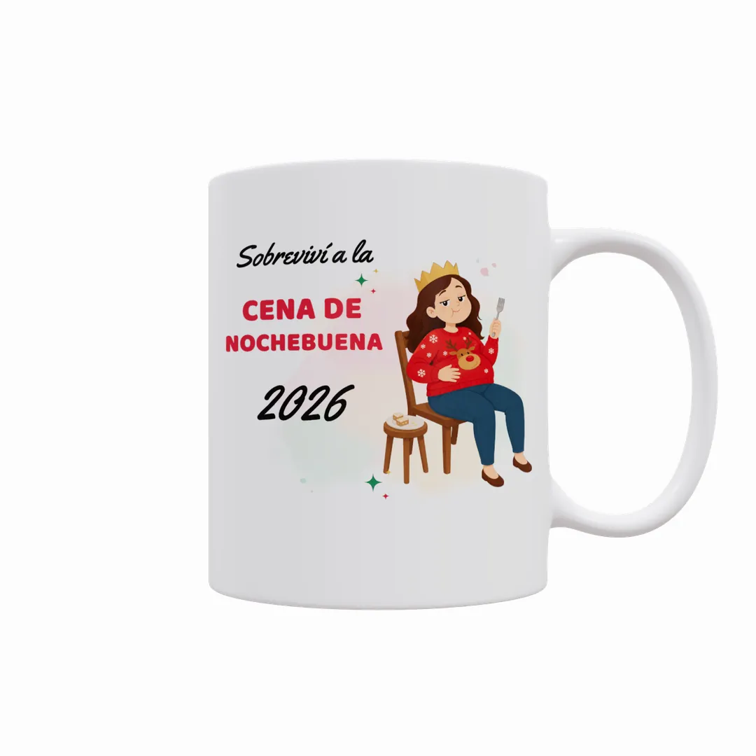 Taza Sobreviví a la Cena de Nochebuena 2026 con una chica con corona de papel después del atracón